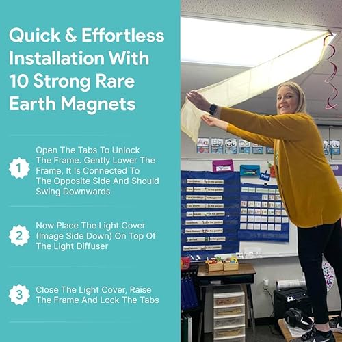 Miniatura 8 de Cubiertas de luz fluorescente para luces de techo, filtros que reducen el parpadeo y el deslumbramiento para luces de techo, cubiertas de luz