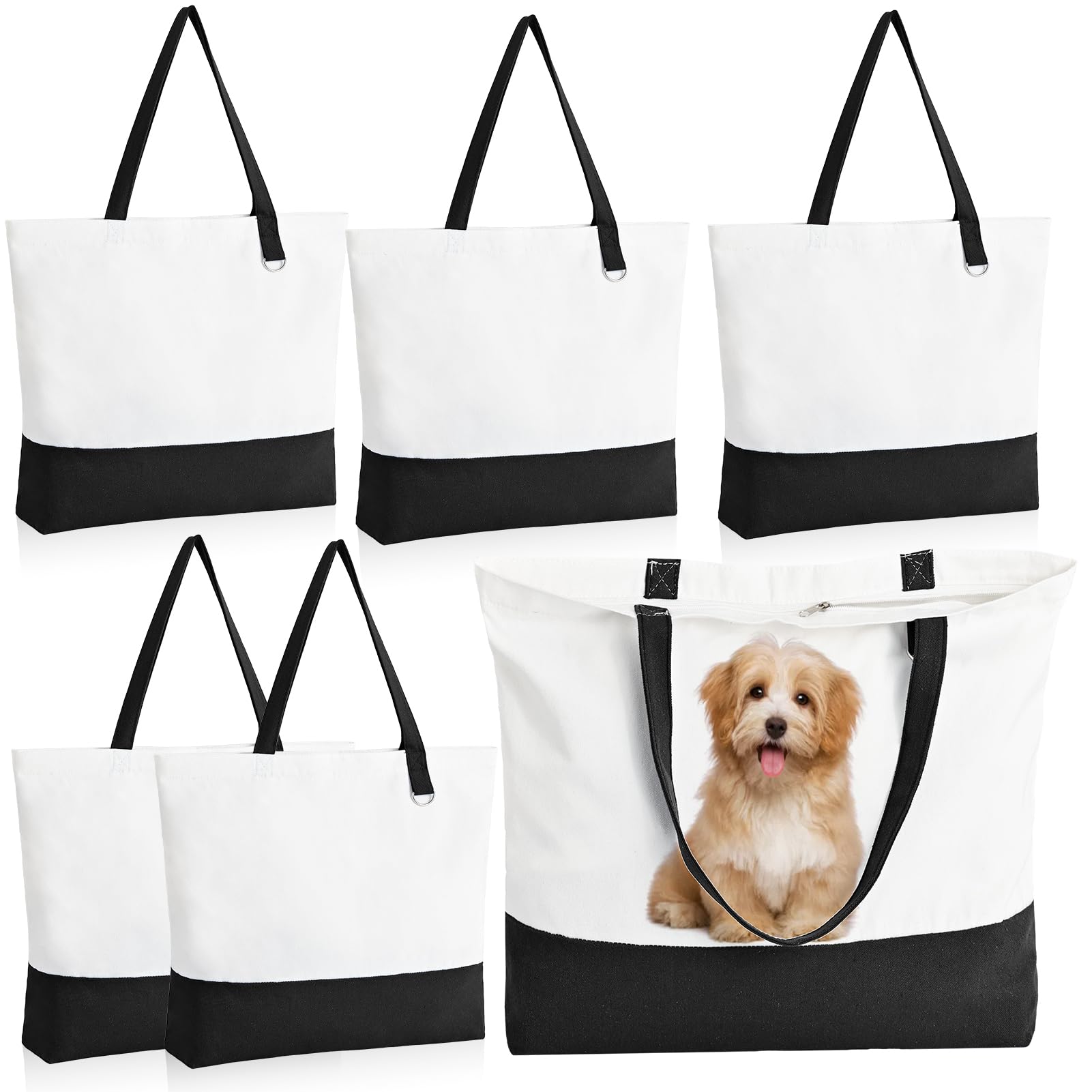 Amazon.com - HWJH 6 Pack Canvas Tote Bags with Zipper, Blank