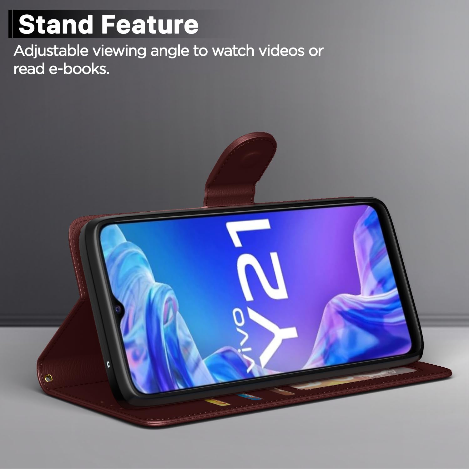 Vivo Y21 2021 Flip Cover - Leather Wallet Case -3 Vivo Y21 2021 Flip Cover - Leather Wallet Case -3