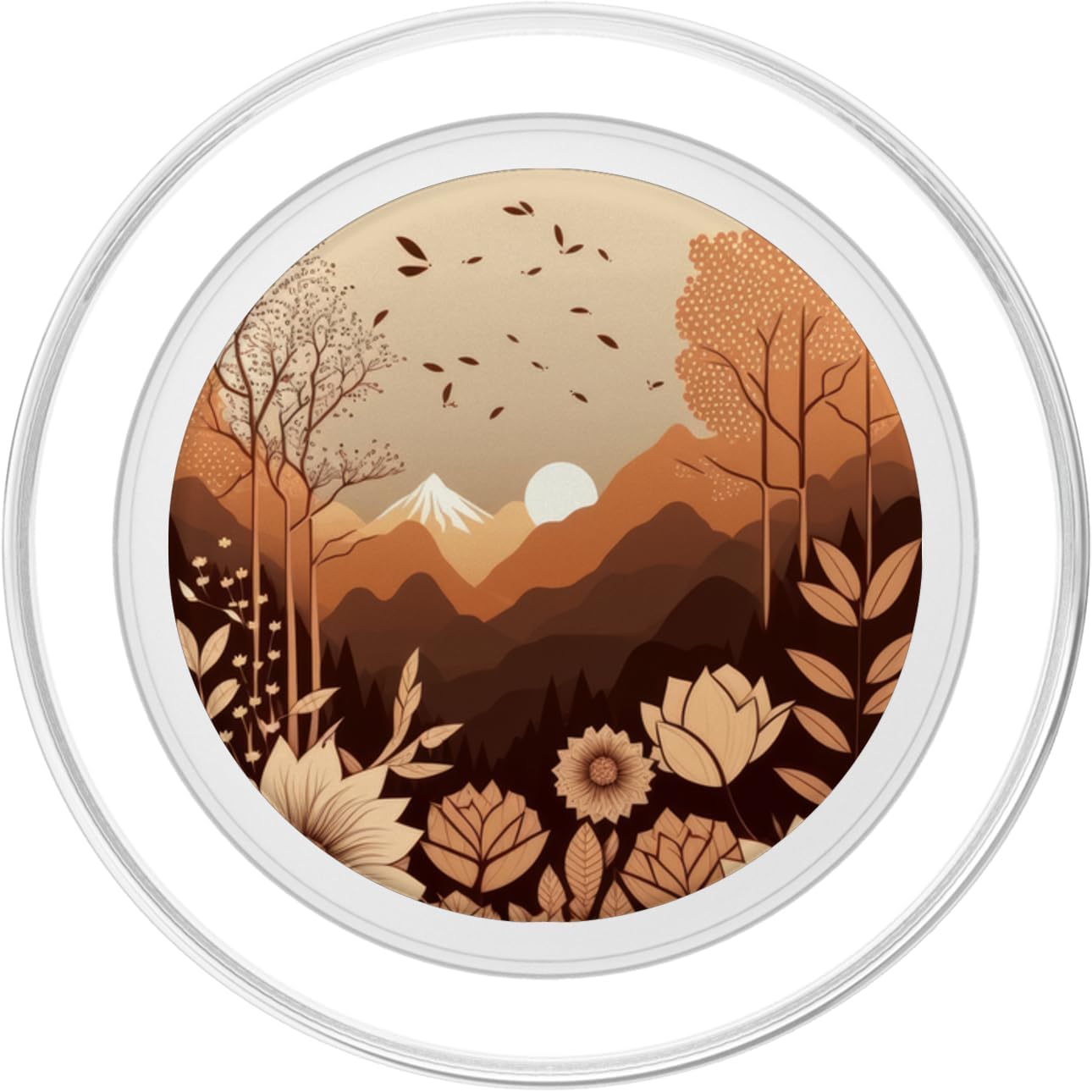 Boho Mountain Moon Phases Floral Aesthetic Chic PopSockets MagSafe PopGrip for iPhone