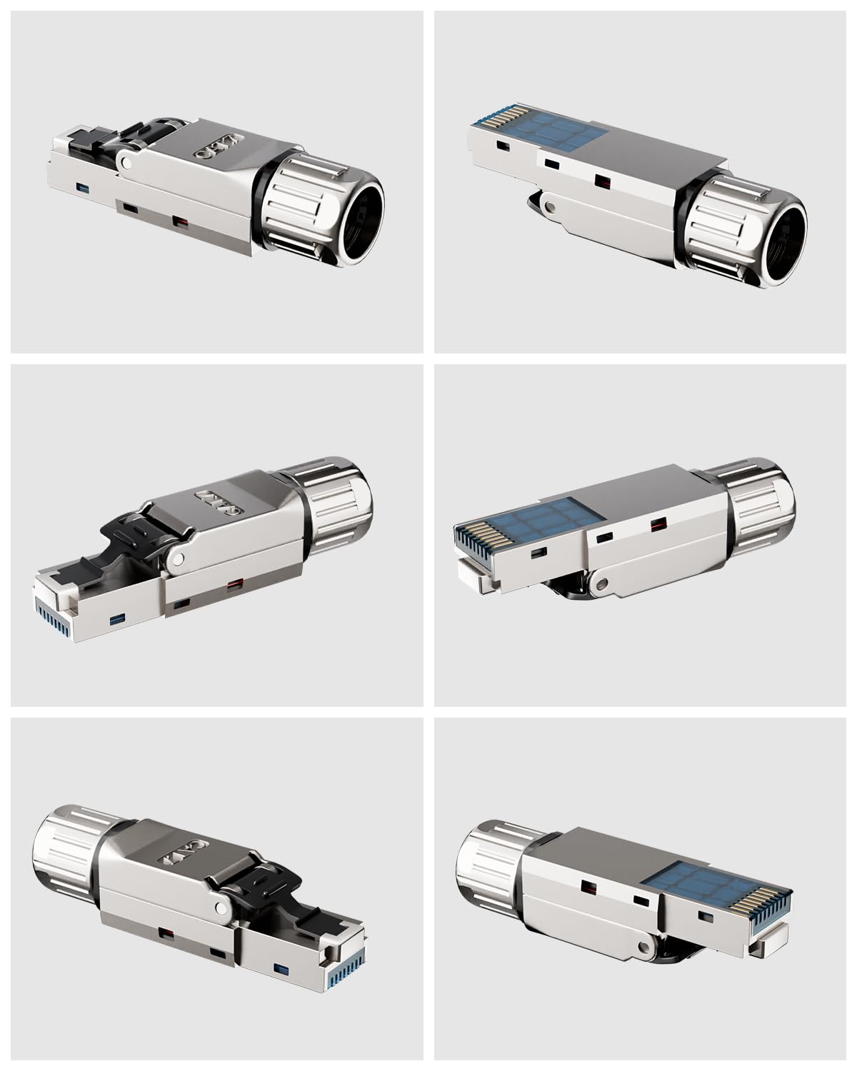 Lan - Connettore Cat 7 senza attrezzi, 10 Gbps 600 MHz, placcato oro, RJ45, senza attrezzi POE per Cat7 Cat6A, cavo di collegamento schermato, cat7, senza attrezzi, riutilizzabile, 24 pezzi