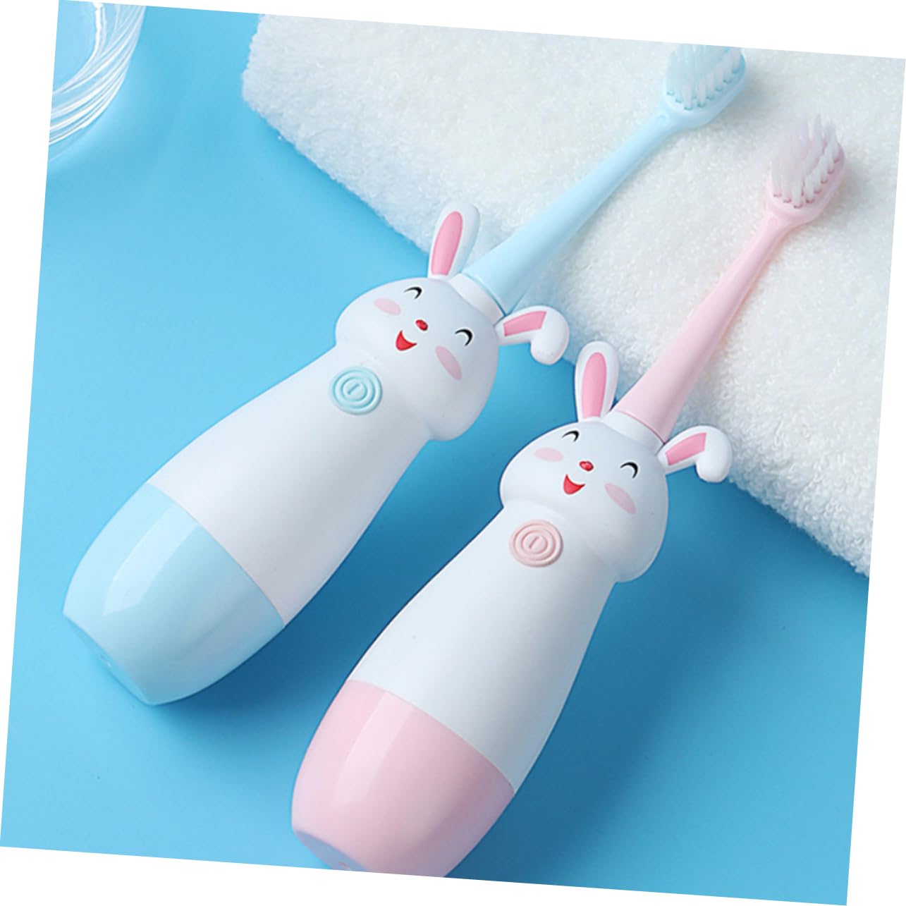 GLEAVI 3sets Spazzolini Elettrici Per Ragazzo Ragazza Forma Di Cartone Con Vibrante Testine Di Ricambio Manico Antiscivolo Colore Rosa