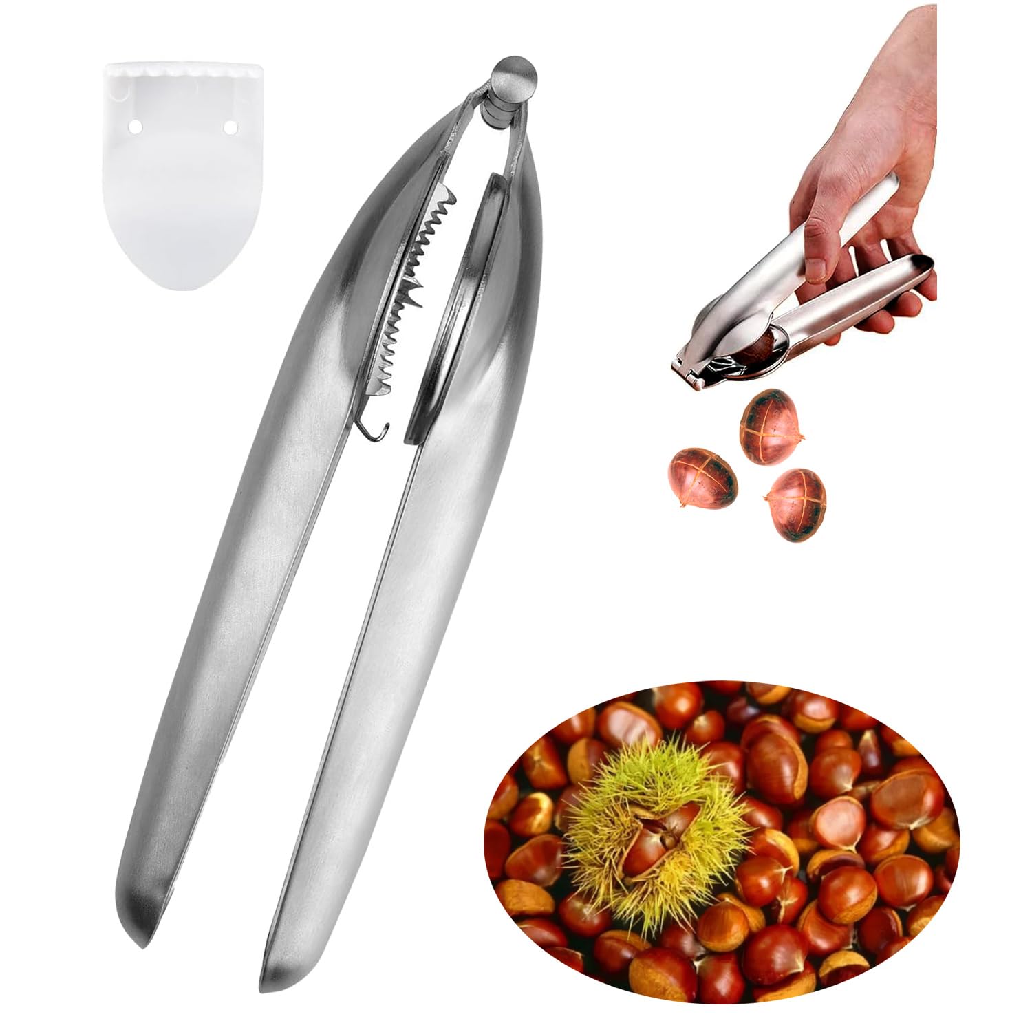 Szzetk Silver Chestnut Clip, Chestnut Cutter, With Serrated Blades, Chestnut Cutter, Chestnut Cutter, Chestnut Knife, Chestnut Cutter, Stainless Steel, Suitable For Chestnuts And Nuts To Open Shells