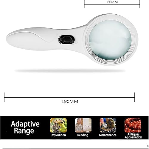 Miniatura 2 de TWINBOSTER Lupa con luz, lupa 10X de mano iluminada lupa iluminada con 5 luces LED, 1 luz UV para personas mayores de lectura, inspección, dinero,