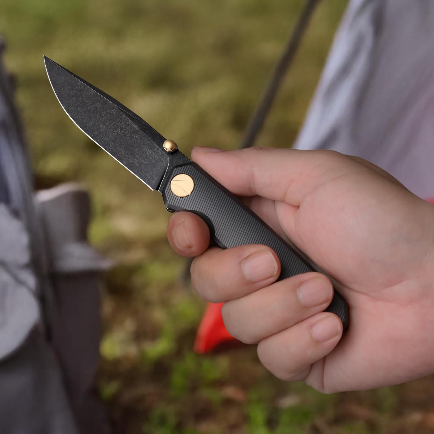 Folding Pocket Knife, 2.95" Elmax Blade EDC Knife with Titanium Handle and Frame Lock, Small Pocket Knife with Clip for Men, Sharp Camping Hiking Hunting Survival Knives (Black)