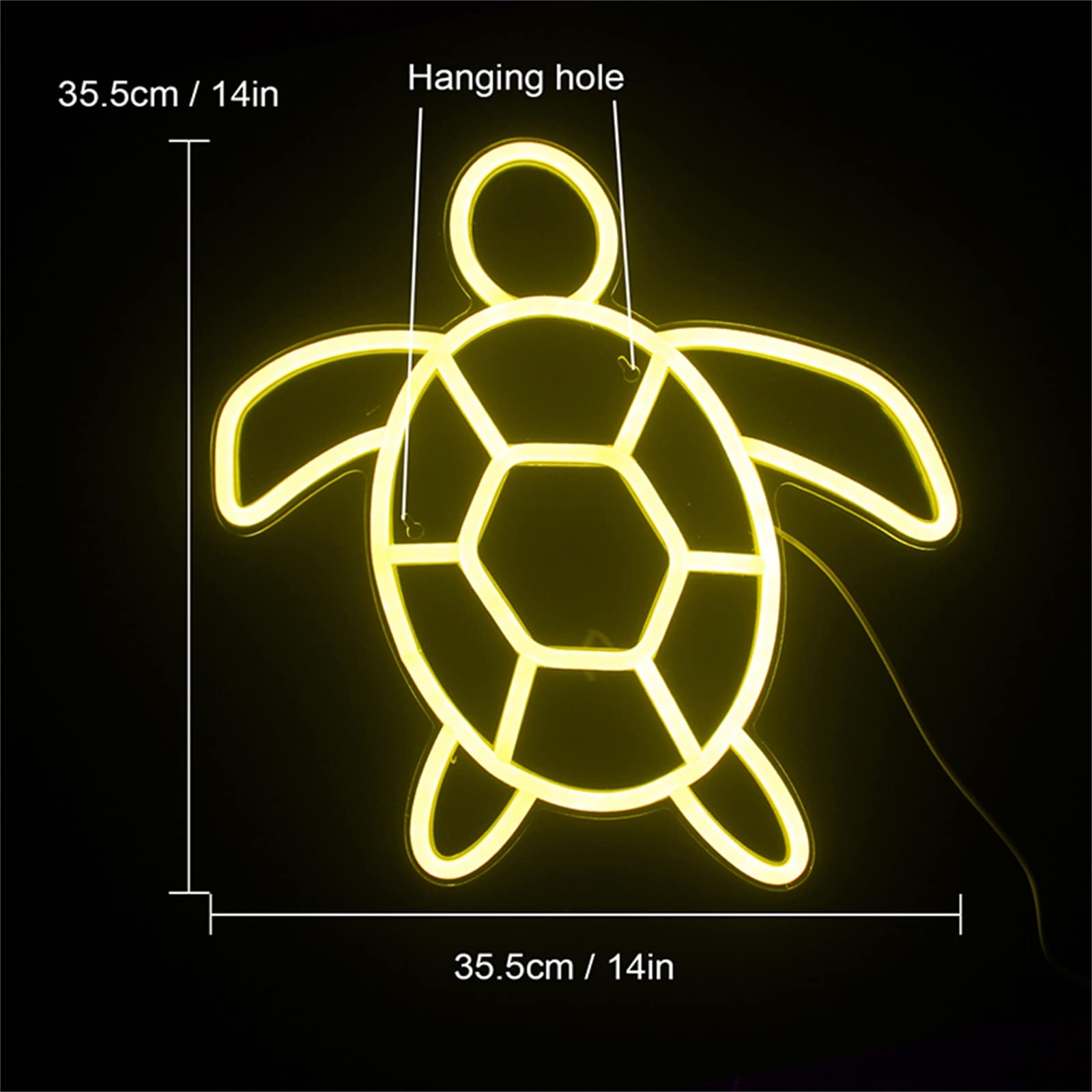 Letrero de luz de neón LED Letreros de neón LED en forma de tortuga marina, alimentación USB para colgar en la pared con interruptor Luz de neón acrílica para lámparas de noche de habitación para niño