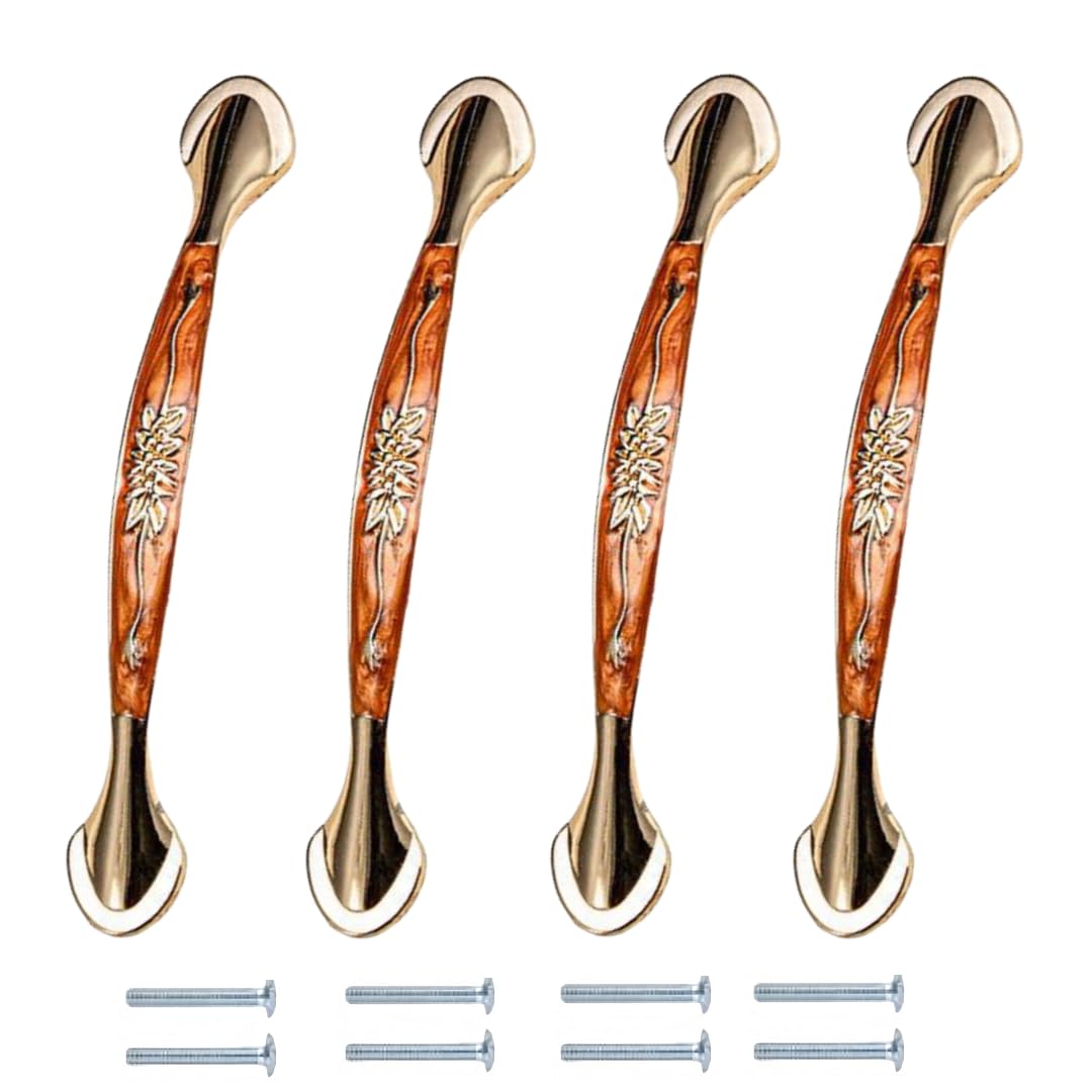 NLQCSXWEP Zinc Alloy Cabinet Bow Handle, Zinc Alloy Aluminum Cabinet Handles 4-Pack Multicolor(817-128mm Red Amber)