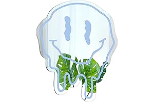 Preppy Room Decor for Teen Girls: Twisted Smile Face Wall Art (Blue)