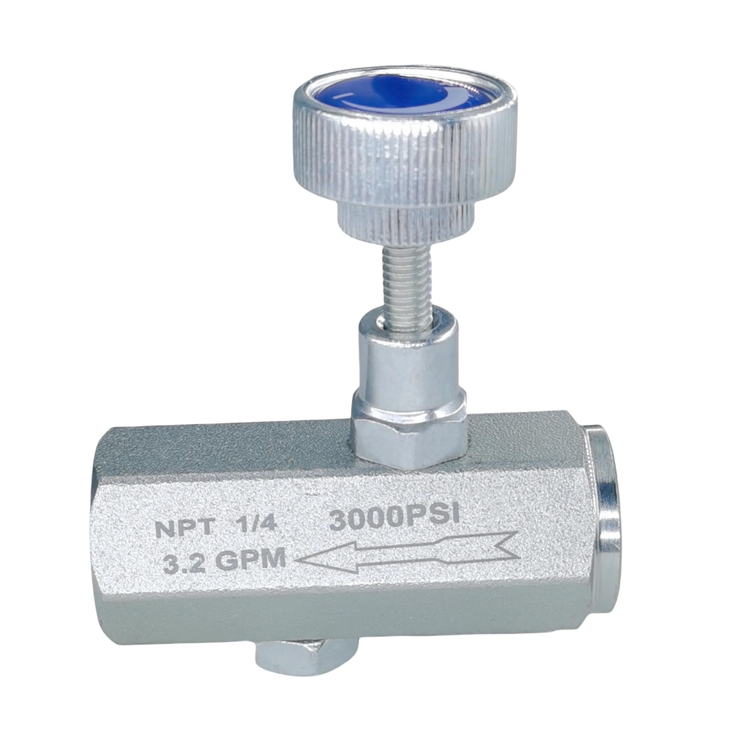 Yaco Industry Silver Flow Control Valve, Hydraulic Throttle Valve For Log Splitter, Cylinder & Motor Speed Control, Dump Trailer, Agricultural Equipment, Lift Table, Assembly Press, 3000 Psi Zinc Plated 1/4" Npt 3Gpm