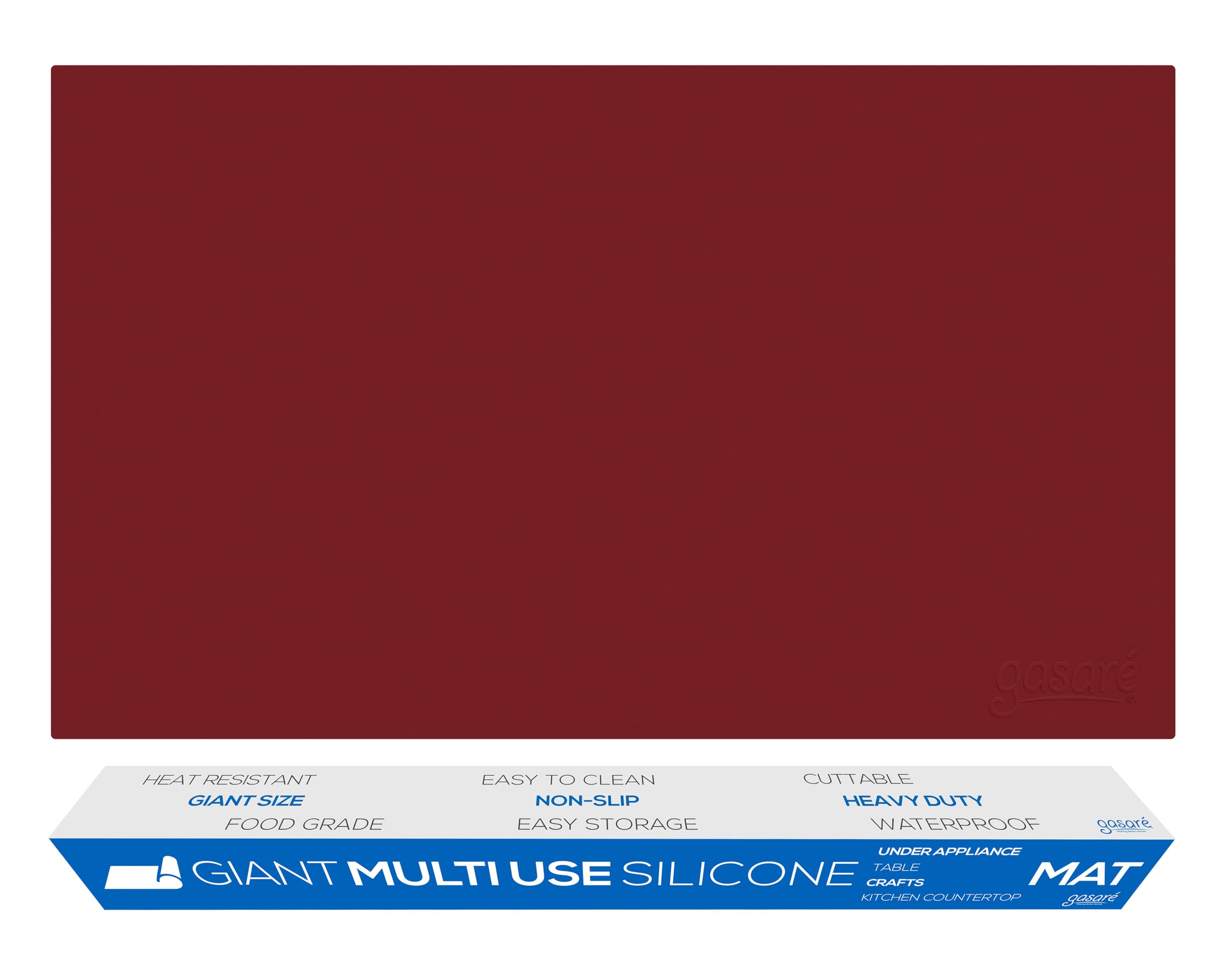 GASARÉ, Extra große, dicke Silikonmatte für Küchentheke, hitzebeständige Matte, Arbeitsplattenschutz, rutschfest, leicht zu reinigen, schneidbar, 40 x 23,5 Zoll, Rot