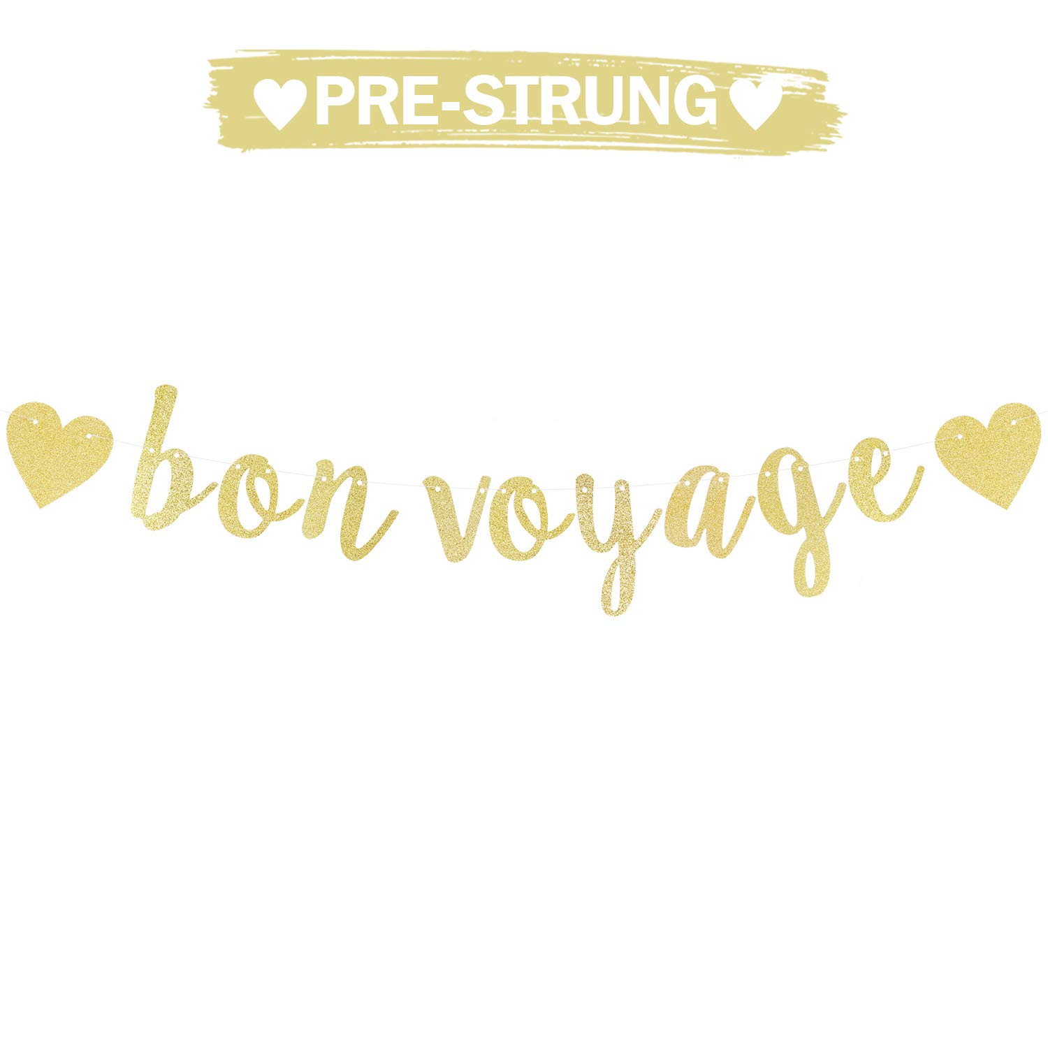 Bon Voyage double heart gold banner