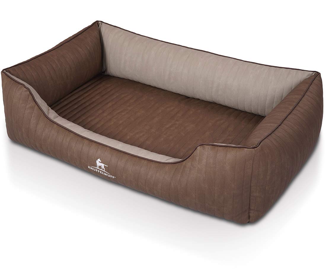 Knuffelwuff 14120-002 - Cama ortopédica para Perros, cojín para Perros, Cesta para Perros de Piel sintética Outback XL, 105 x 75 cm, marrón/Gris