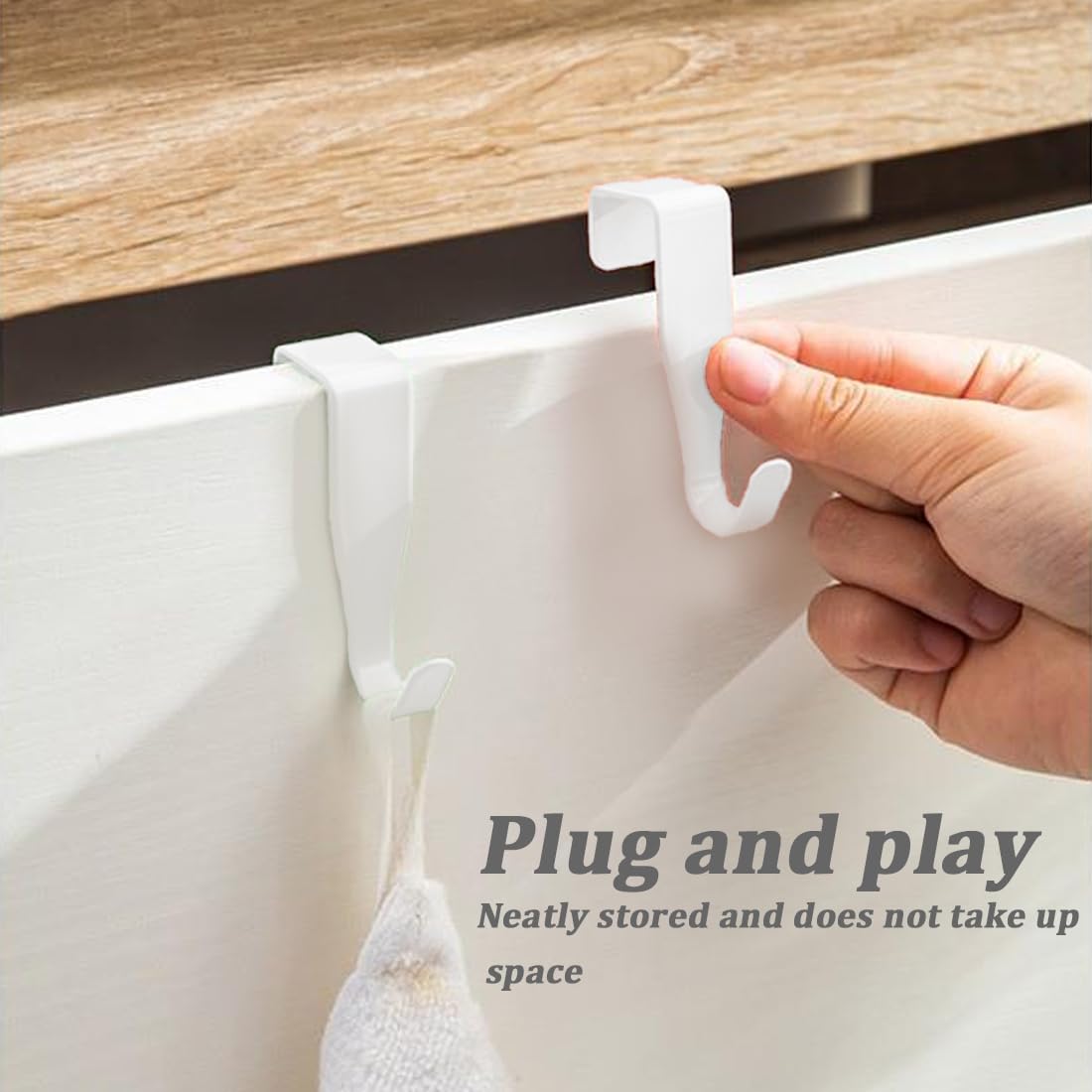 WeddHuis 4 Ganci Porta, Ganci Appendiabiti per Porta, Ganci da Appendere, Sospensione Stabile, Nessuna Foratura Necessaria, Adatti per Porte Standard (Bianco)