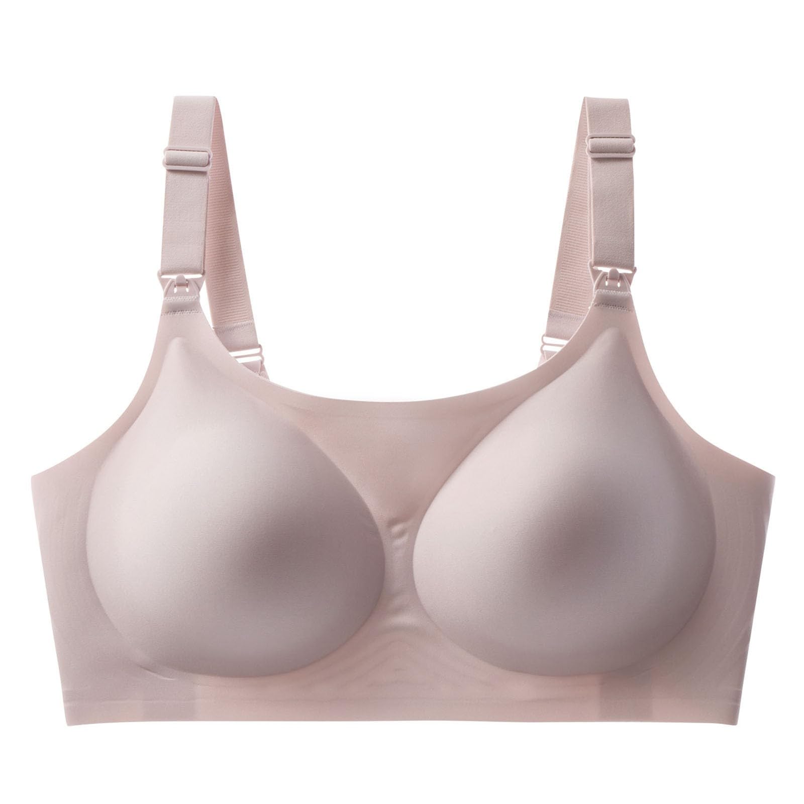 Women's Bra with Underwire, Lightweight, Plain, Thin, Adjustable Shoulder Strap for Women, Saggy Pregnancy Nursing, Beige, S