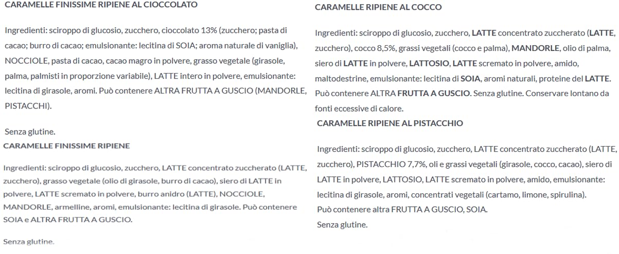 Rossana Maxi Busta da 1Kg con Mix di Caramelle Ripiene Originale, Cioccolato, Cocco e Pistacchio Senza Glutine con Portachiavi CAIYA®