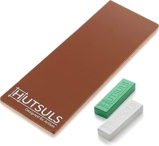 Hutsuls Knife Stropping Leather for Sharpening - Get Razor-Sharp Edges with Leather Strop for Knife Sharpening Easy to Use Leather Sharpening Strop with Green & White Strop Compound Step-by-Step Guide