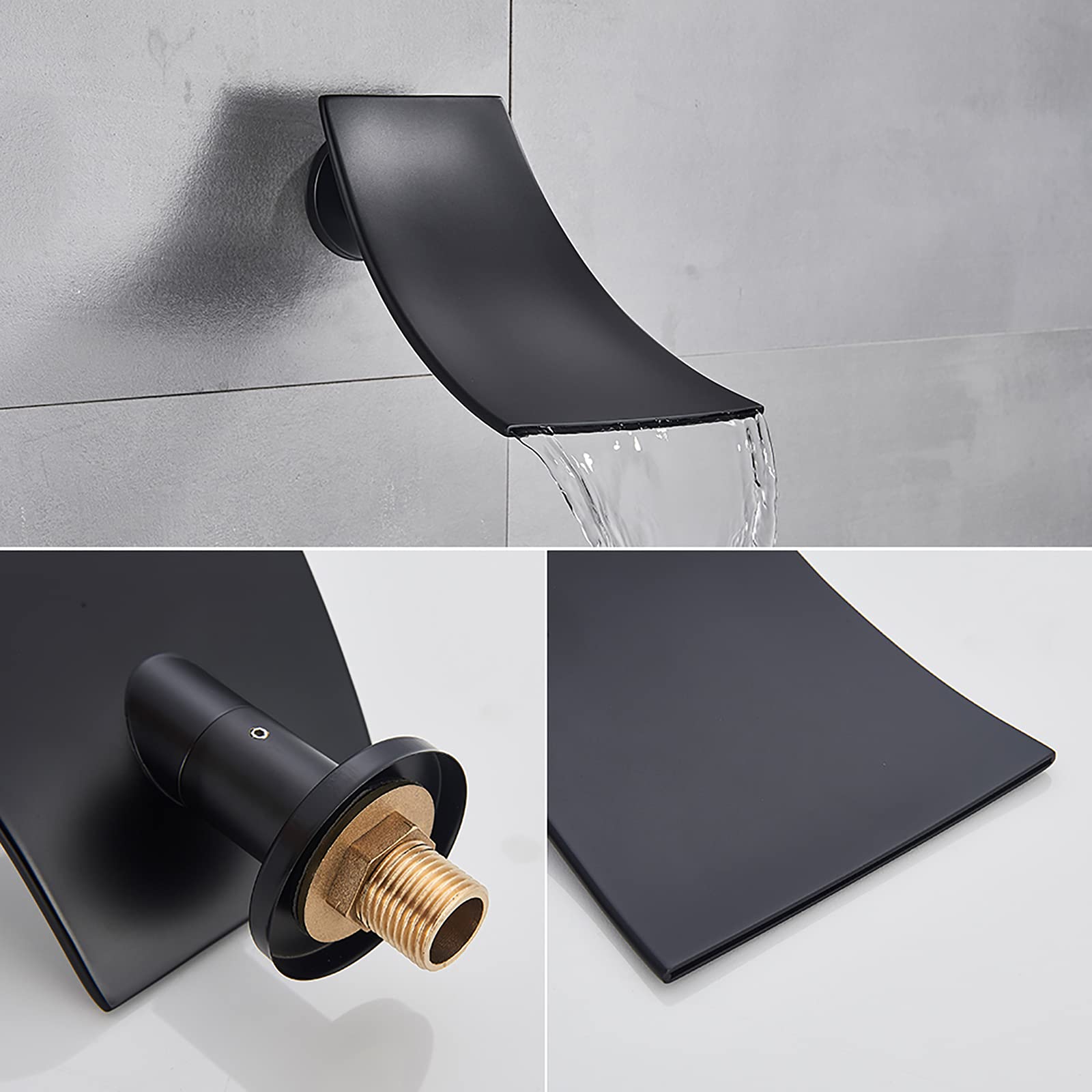 Sistema doccia termostatico con beccuccio for vasca a cascata Rubinetto for doccia nero Sistema for soffione doccia a pioggia quadrato montato a soffitto con set doccia a mano Set combinato for doccia
