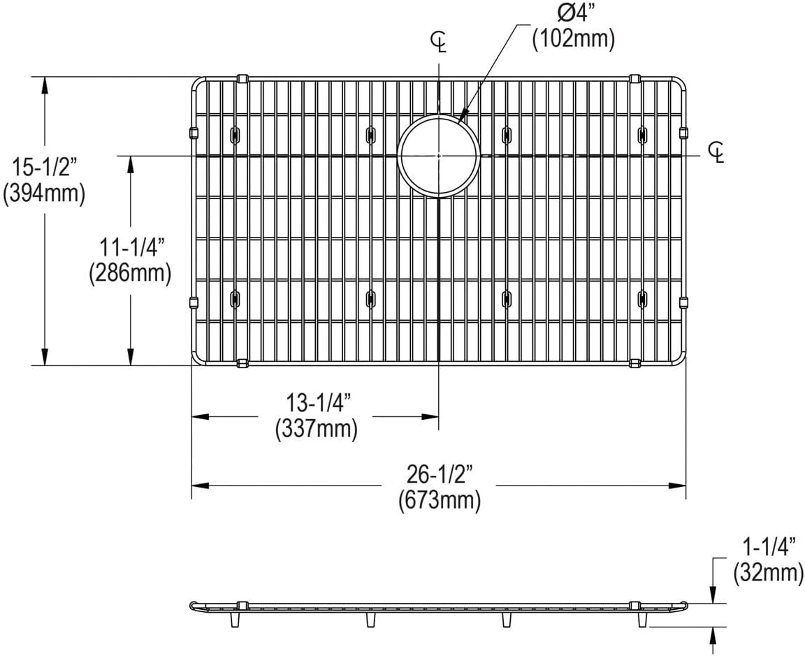 Elkay Crosstown Stainless Steel 26-1/2" x 15-1/2" x 1-1/4" Bottom Grid
