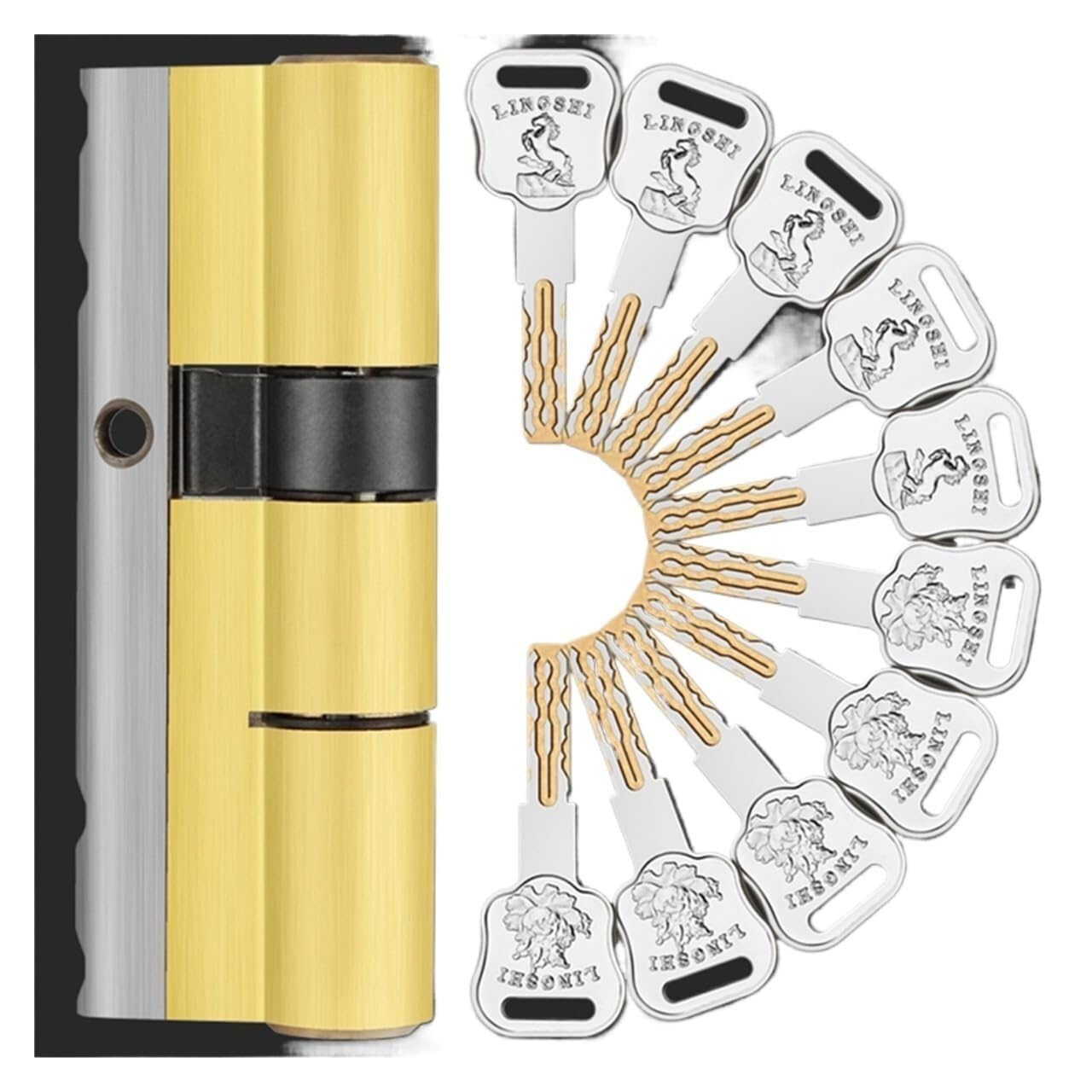 Barrel Lock with 10 Keys Grade Lock Replacement Security Entrance Door Cylinder(A32.5 B57.5 L90mm)