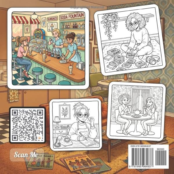 Cozy Girl’s Retro Rooms: Fun Bold Line Nostalgic Eras Adult Comfy & Cozy Coloring Book | Timeless Vintage Aesthetic Hygge Moments & Cute Calming ... Gift for Women & Teens (Cozy Girl Collection) image 3