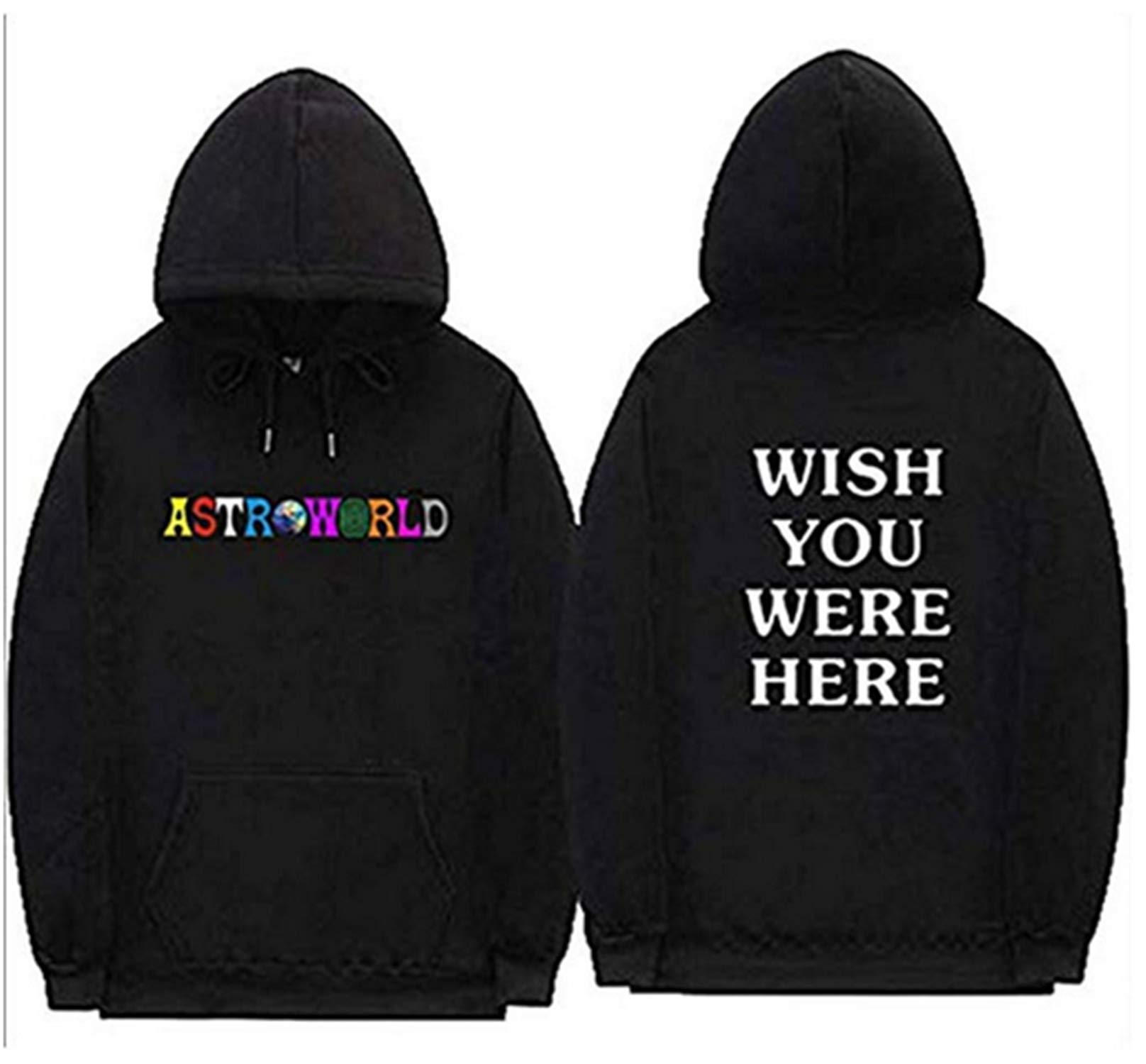 Travis Scott Astroworld Hoodies Letter Print Hoodie Streetwear Man and Woman Pullover Sweatshirt Black