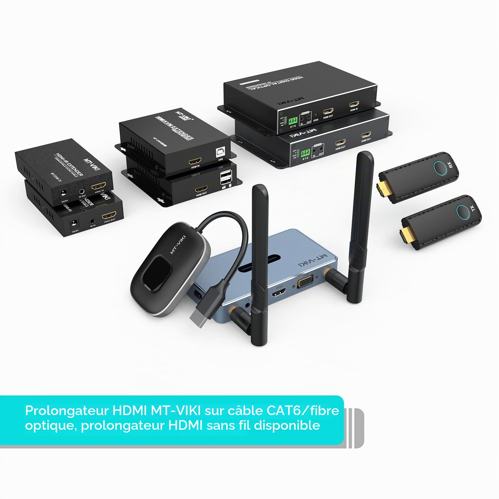 MT-VIKI Émetteur HDMI sans Fil - Émetteur et récepteur HDMI sans Fil - 2,4/5 GHz - Adaptateur HDMI pour vidéo d'un Ordinateur Portable, d'un PC vers d'un Moniteur, d'un projecteur HDTV, Plug & Play -