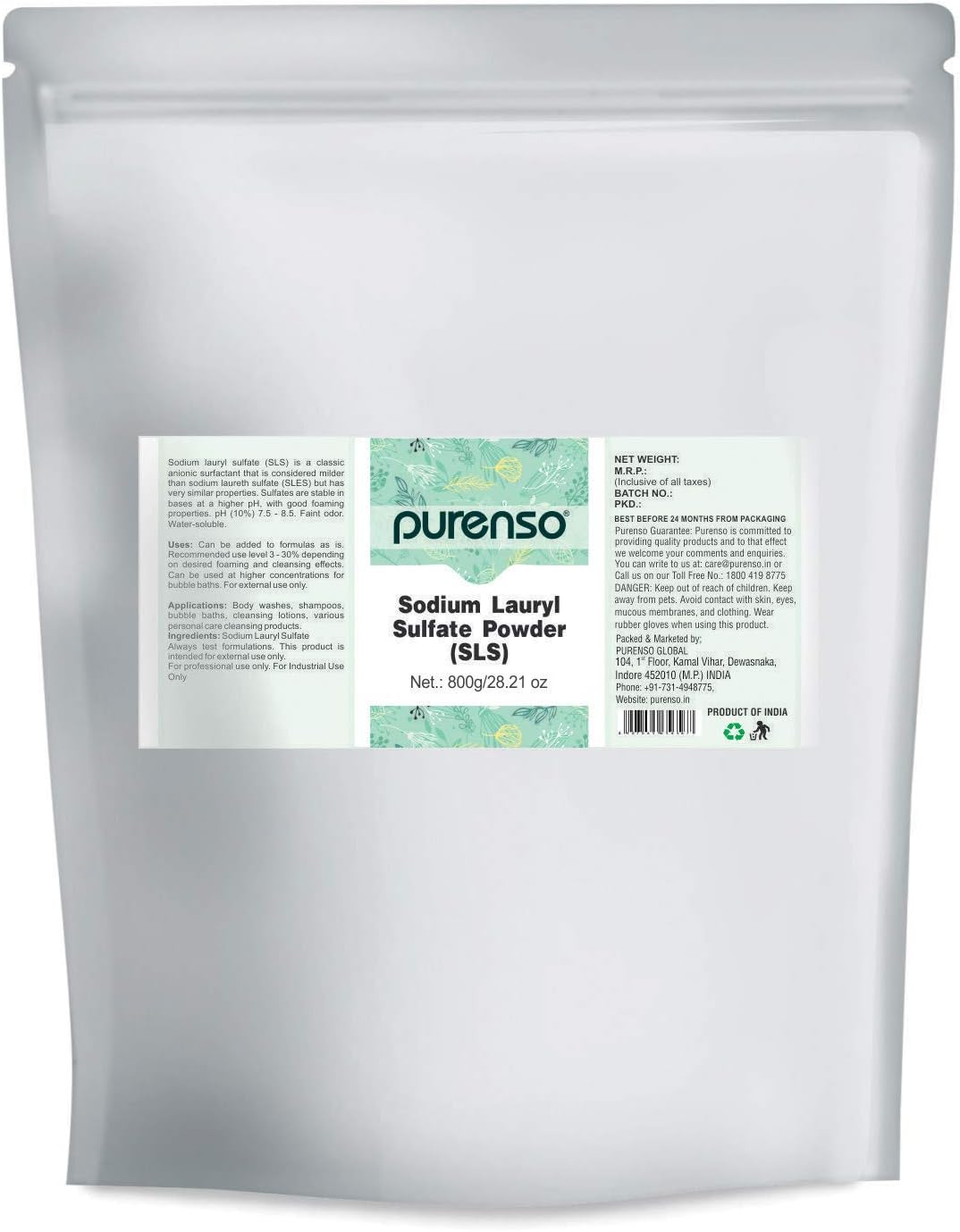 Purenso Select - Sodium Lauryl Sulfate SLS, 800g