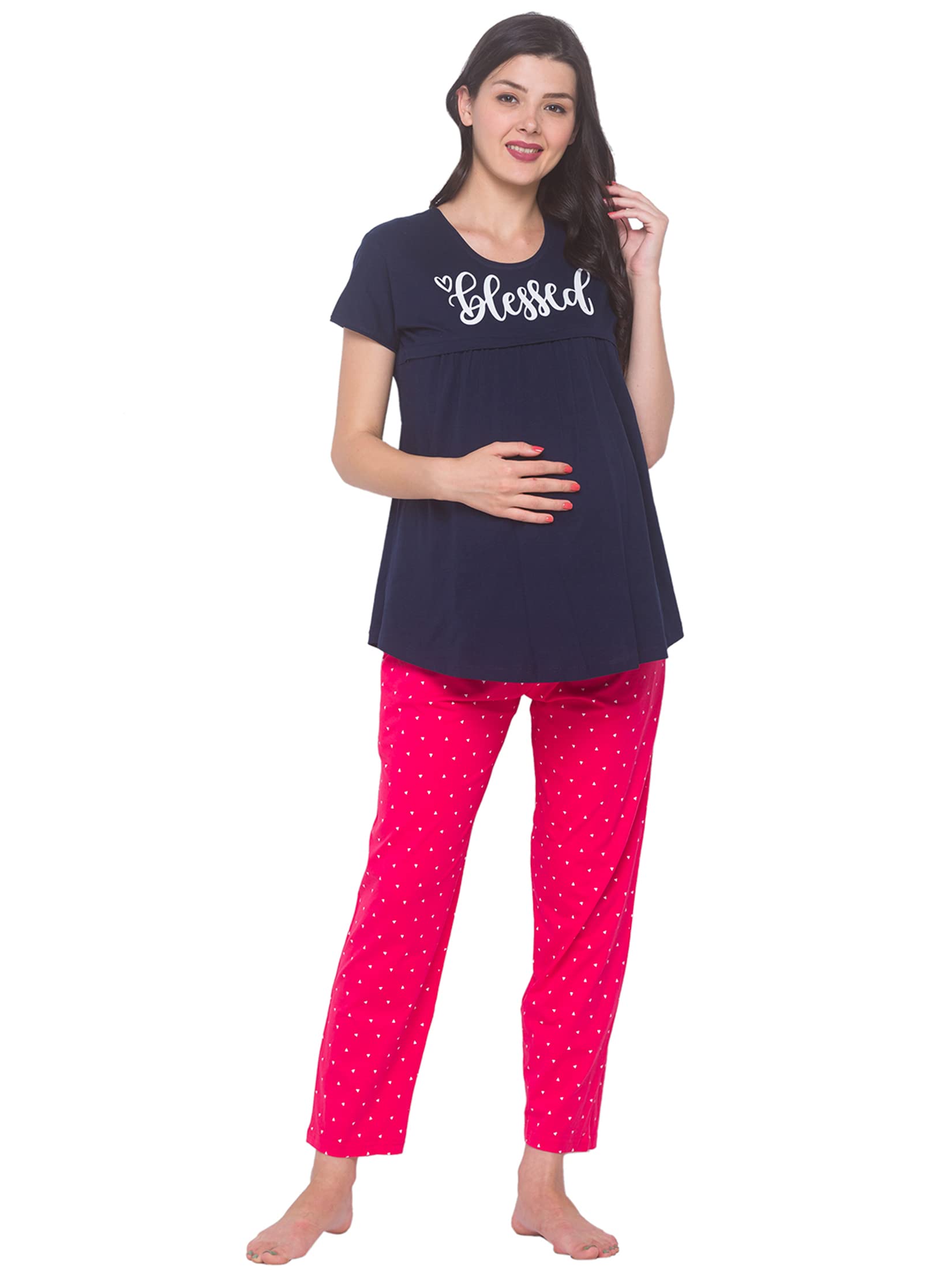 av2 Women Cotton Printed Maternity & Feeding Top & Pajama Set 2239-picture-36