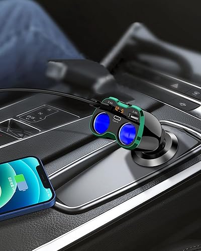 Miniatura 5 de SUPERONE - Cargador de coche USB C, 2 enchufes para encendedor de cigarrillos, divisor de encendedor de cigarrillos, 1224 V, 80 W, adaptador USB