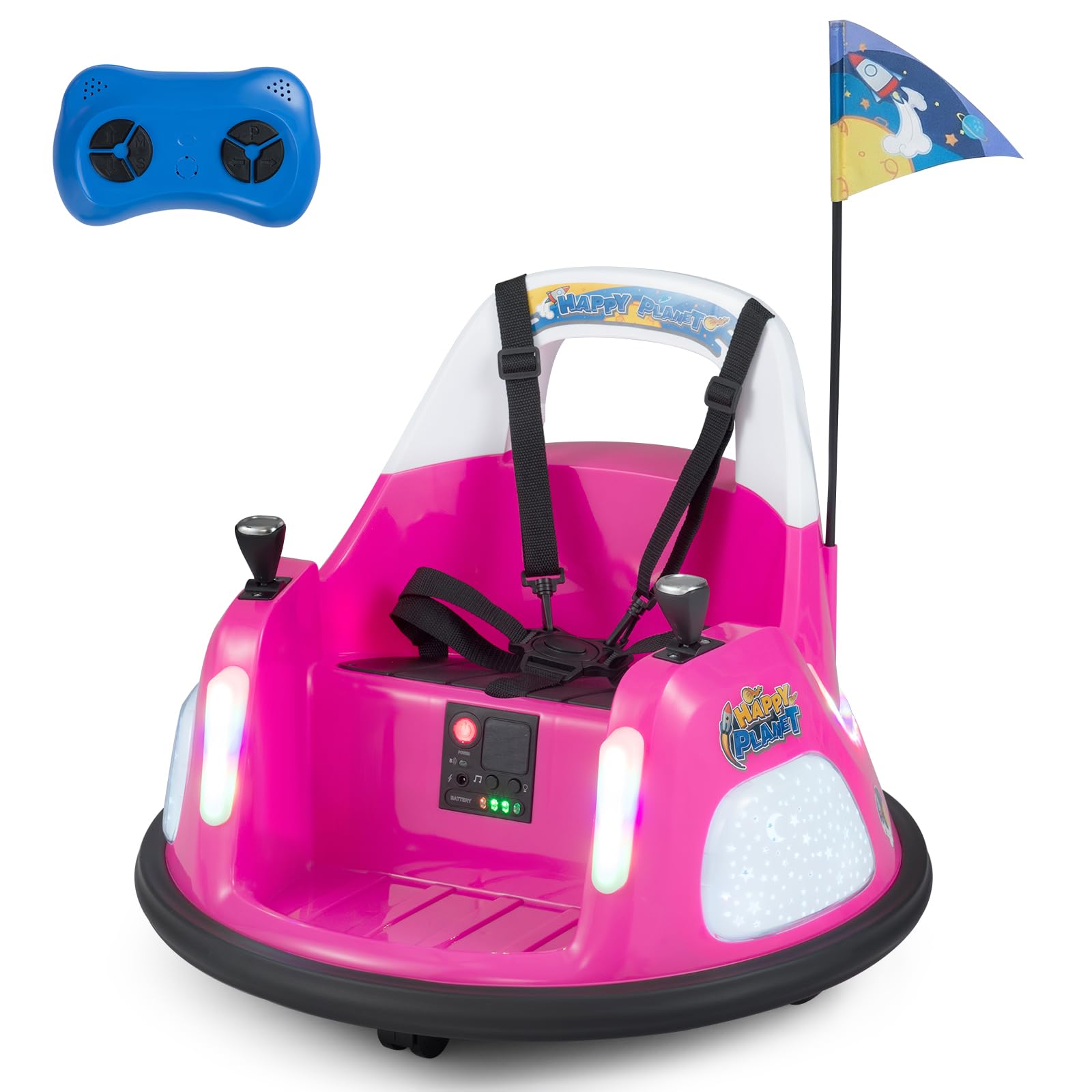 COSTWAY 12V Bumper Car, 360° Spin Kids Electric Ride on Car with Remote Control, Music, Lighting Modes, Wireless Connection & Safety Belt, Battery Powered Ride on Toy for 18-72 Months (Pink) — image 1