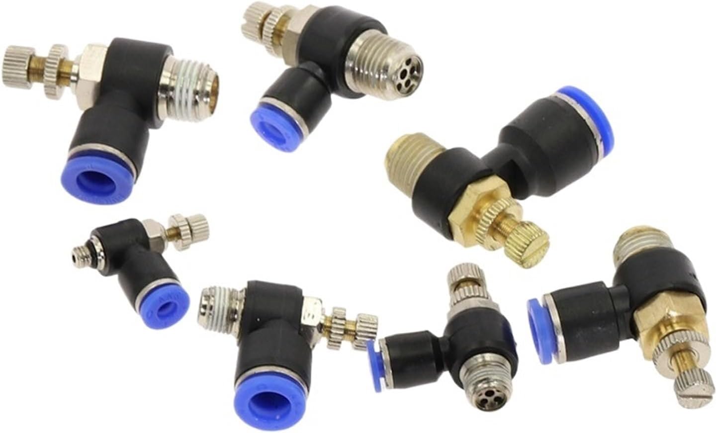 1pcs SL" Pneumatic Speed Flow Controller L type 4-12mm OD Hose Tube 1/8" 1/4" 3/8" 1/2" British Standard Pipe Thread Male Airflow Limit(8mm OD Hose,1/4")