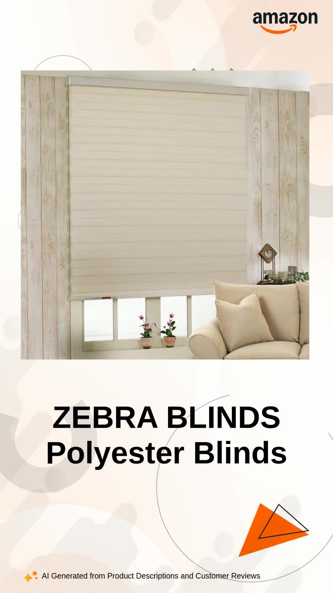 ZEBRA BLINDS Polyester Blinds for Windows,Ivory,W125XH150CM