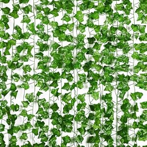 BLEUM CADE 6 Strands 42Ft Fake Vines for Bedroom with Fake Leaves, Hanging Artificial Greenery Garland Ivy Vines Fake Plants for St Patricks Day Christmas Wall Room Decor Aesthetic