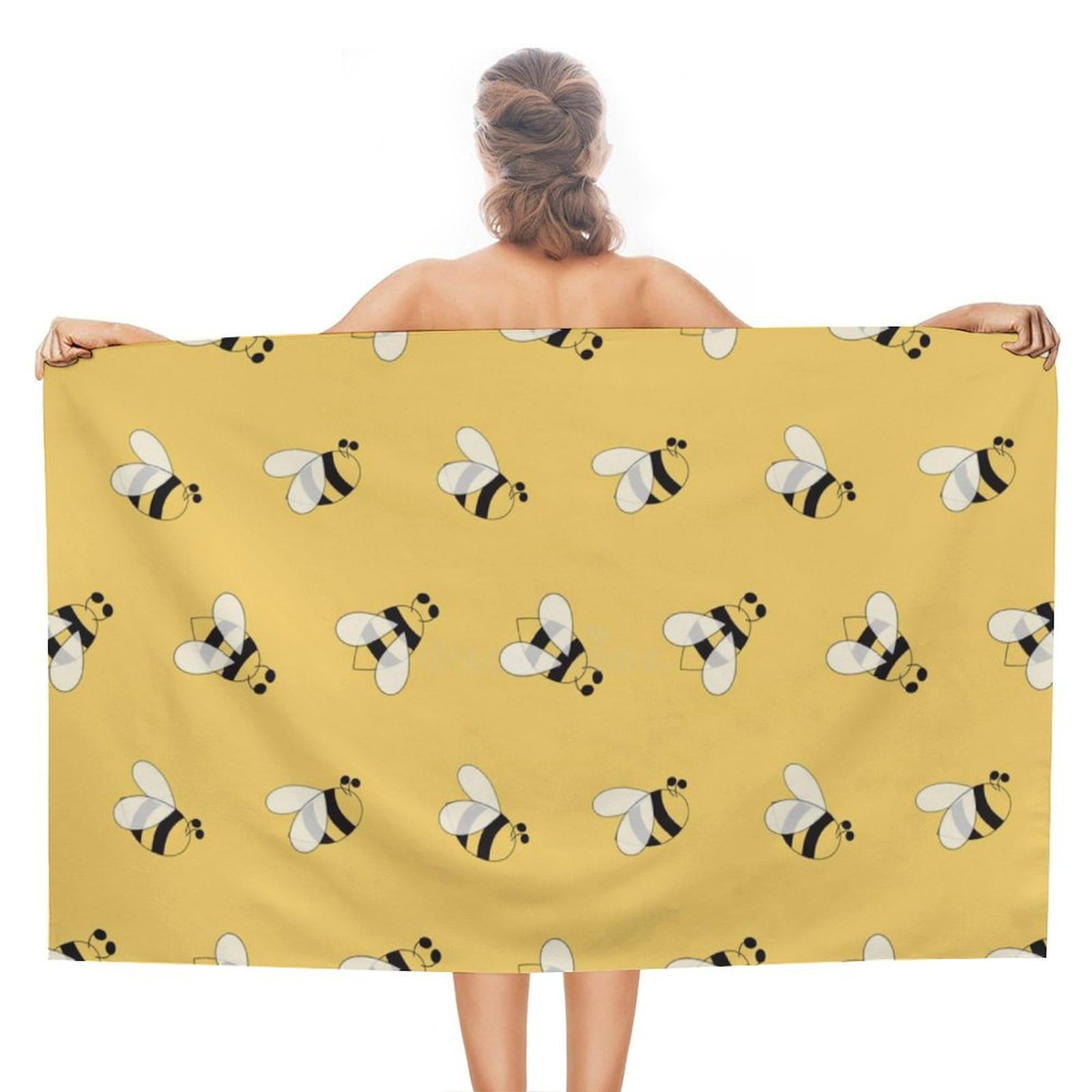 LEDFCVSU Beach Towel, Cute Bee Bath Towel, Absorbent Towel for Swimming, Sports, Travel