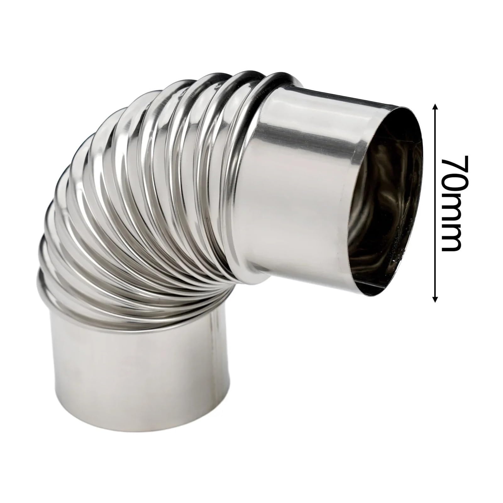 Gwintowane kolano kominowe ze stali nierdzewnej, Kolano kominowe 90 stopni, stal nierdzewna, kolor srebrny, 50-100 mm(50mm)