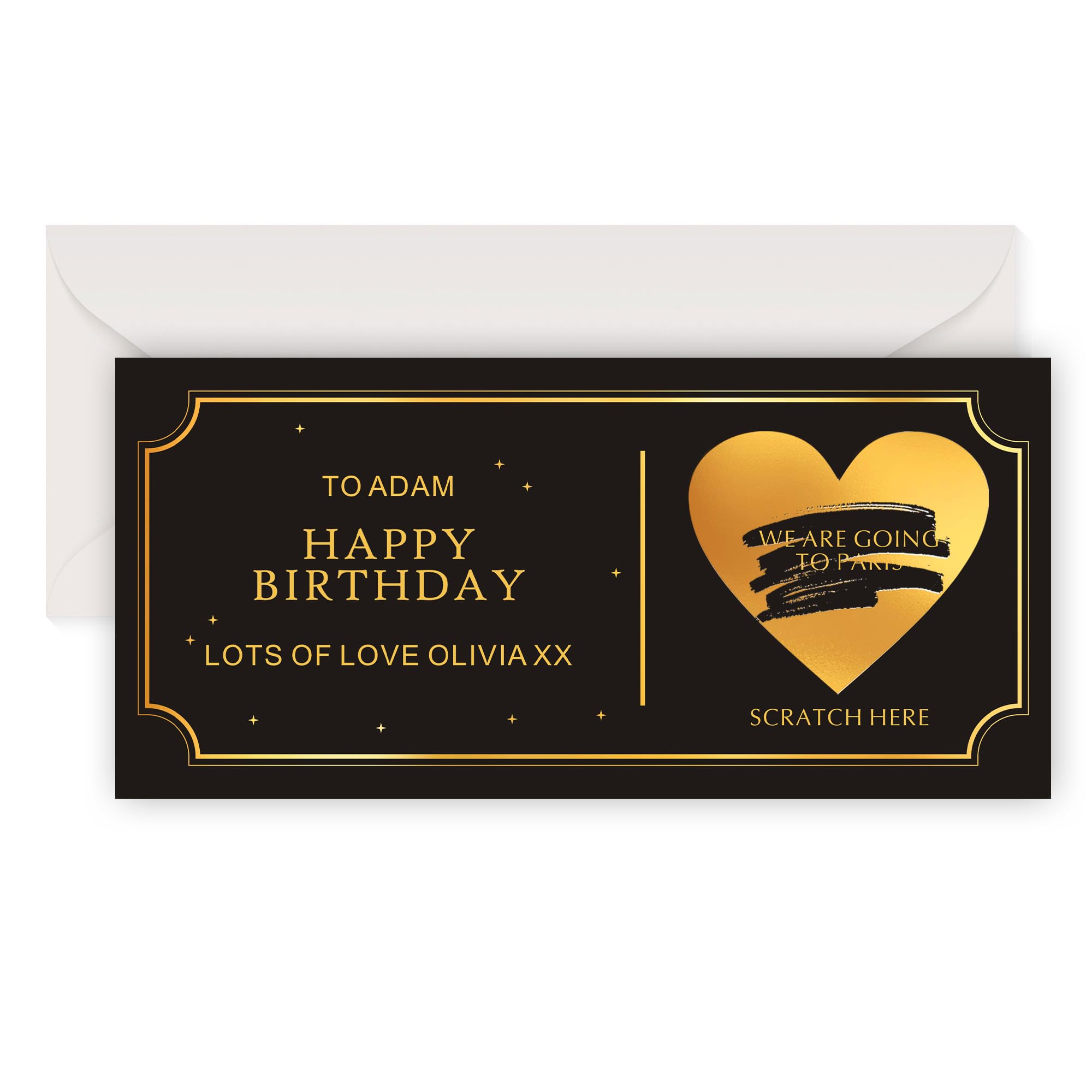 Personalised Scratch Card Birthday Scratch Card Gift Reveal Birthday Surprise Greeting Cards Scratch-Off Stickers with Envelope Best Wishes Gift Greeting Cards for Women Men (Design 4)