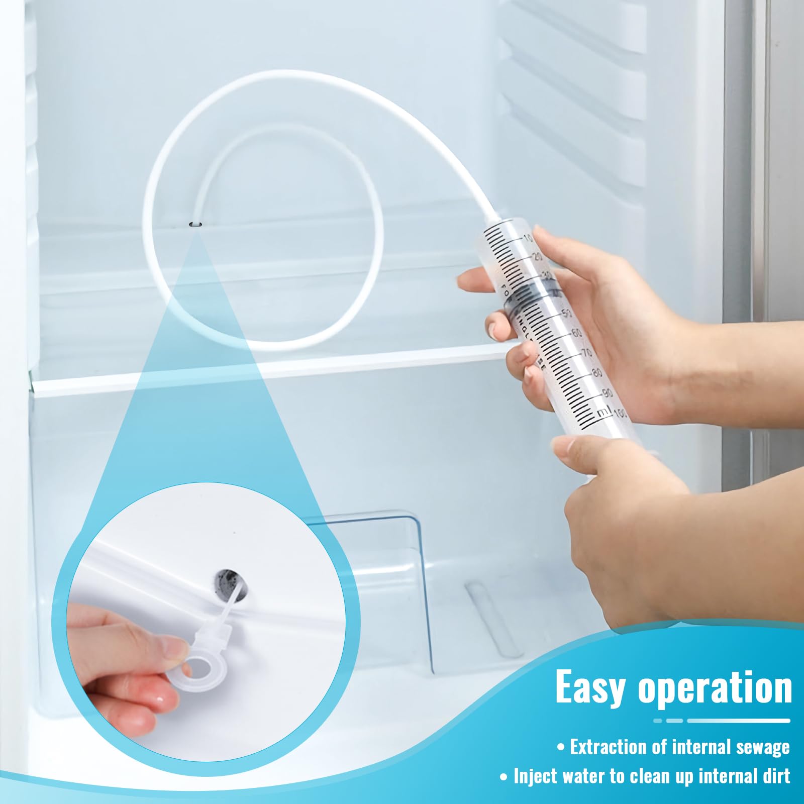 Kit Pulizia Per Frigorifero - 5 Pezzi, Con Spazzola, Paletta E Iniettore, Per Fori Di Scarico - Foto 7