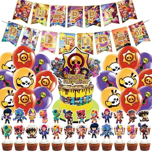 Huangzd 44 unidades balões de aniversário Braw Stas criança, decoração de aniversário balões Braw Stas, balões de aniversário infantis, conjunto balões para festa de decoração de aniversário crianças