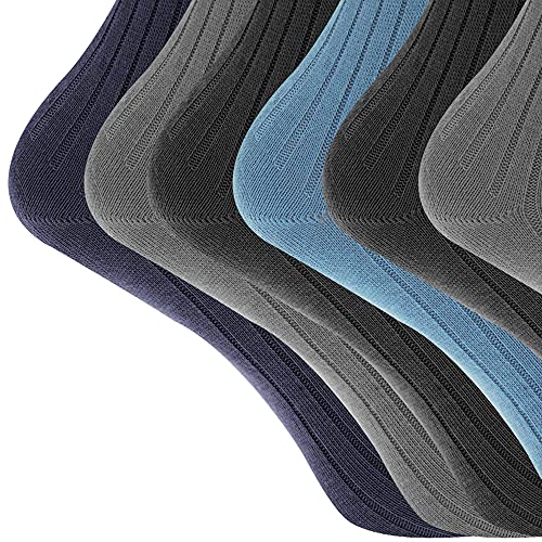 Mens 100% Cotton Ribbed Classic Socks (Pack Of 6) (US Size 7-12) (Black)2