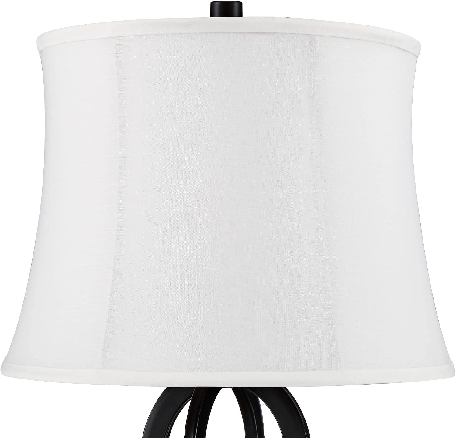 360 Lighting Marcel Industrial Modern Table Lamps 24.25" High Set of 2 with USB Charging Port and Nightlight LED Black Cream Fabric Drum Shade for Living Room Desk Bedroom House Bedside