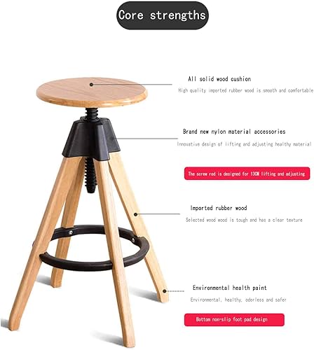 Miniatura 4 de ) Juego de 2 taburetes de bar giratorios de alta resistencia, altura ajustable, sillas de bar con respaldo y reposapiés, base de metal, taburetes de