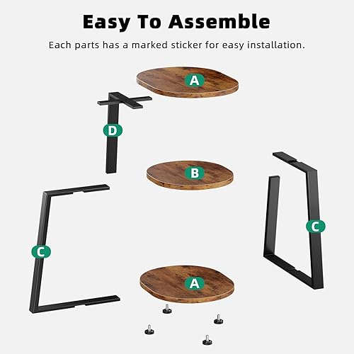 Miniatura 9 de Mesa auxiliar, pequeña mesa auxiliar con marco de metal, mesas de noche de 3 niveles, mesas auxiliares redondas para sala de estar, dormitorio,
