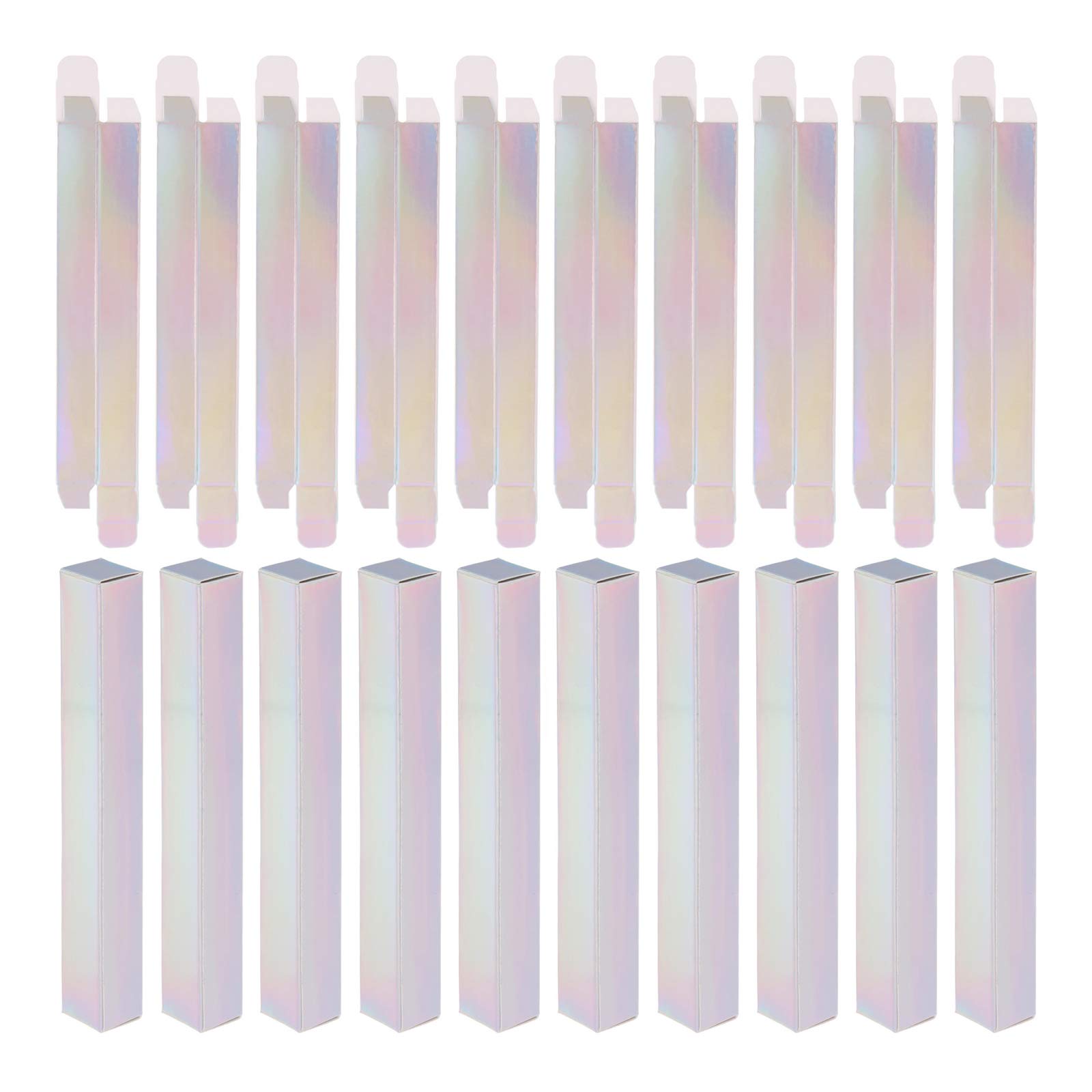 VIDELLY 50 Pieces Empty Eyeliner Box Twist Pen Packaging Boxes Cuticle Oil Pen Wrapping Foldable Holographic Lip Gloss Packaging Boxes DIY Make-up Sample Wrapping Storage,0.63 x 0.63 x 5.7inch