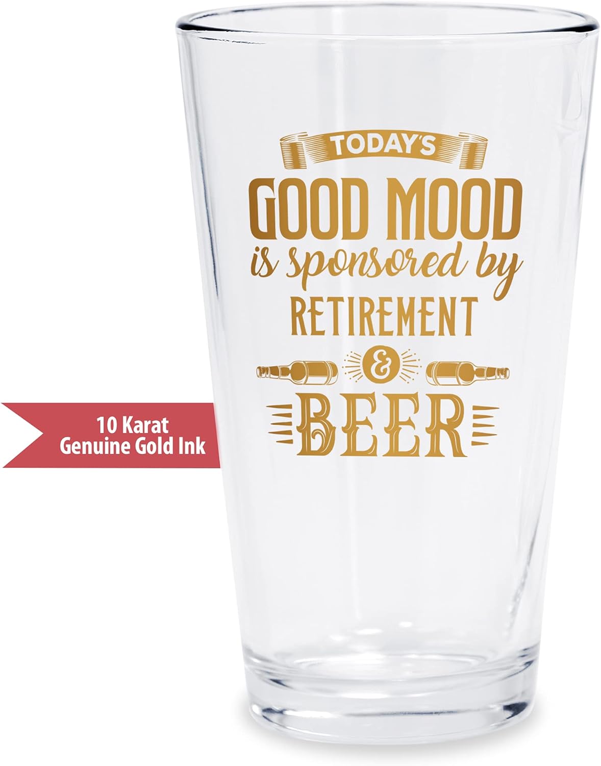 BAD BANANAS Retirement Gifts - Good Mood - 16 oz Beer Pint Glass with Genuine 10K Gold Ink - Retirement Gift for Retired Coworkers, Boss, friends - Image 2