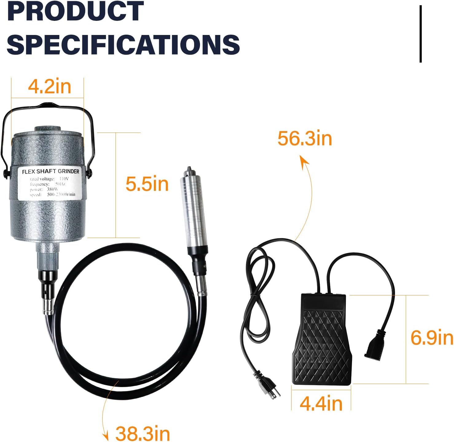 TOAUTO Flex Shaft Grinder, 380W 23000 RPM Multifunctional Rotary Tool, Hanging Grinding Machine with Accessory Kit, Foot Pedal for Carving, Buffing, Drilling, and Polishing