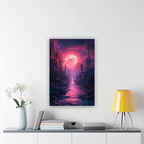 Miniatura 6 de ZMLIS Synthwave Neon City Print  Retro Sci-Fi Digital Art  Modern Vibrant Wall Decoration Canvas Poster Wall Art Decor Print Picture Paintings for