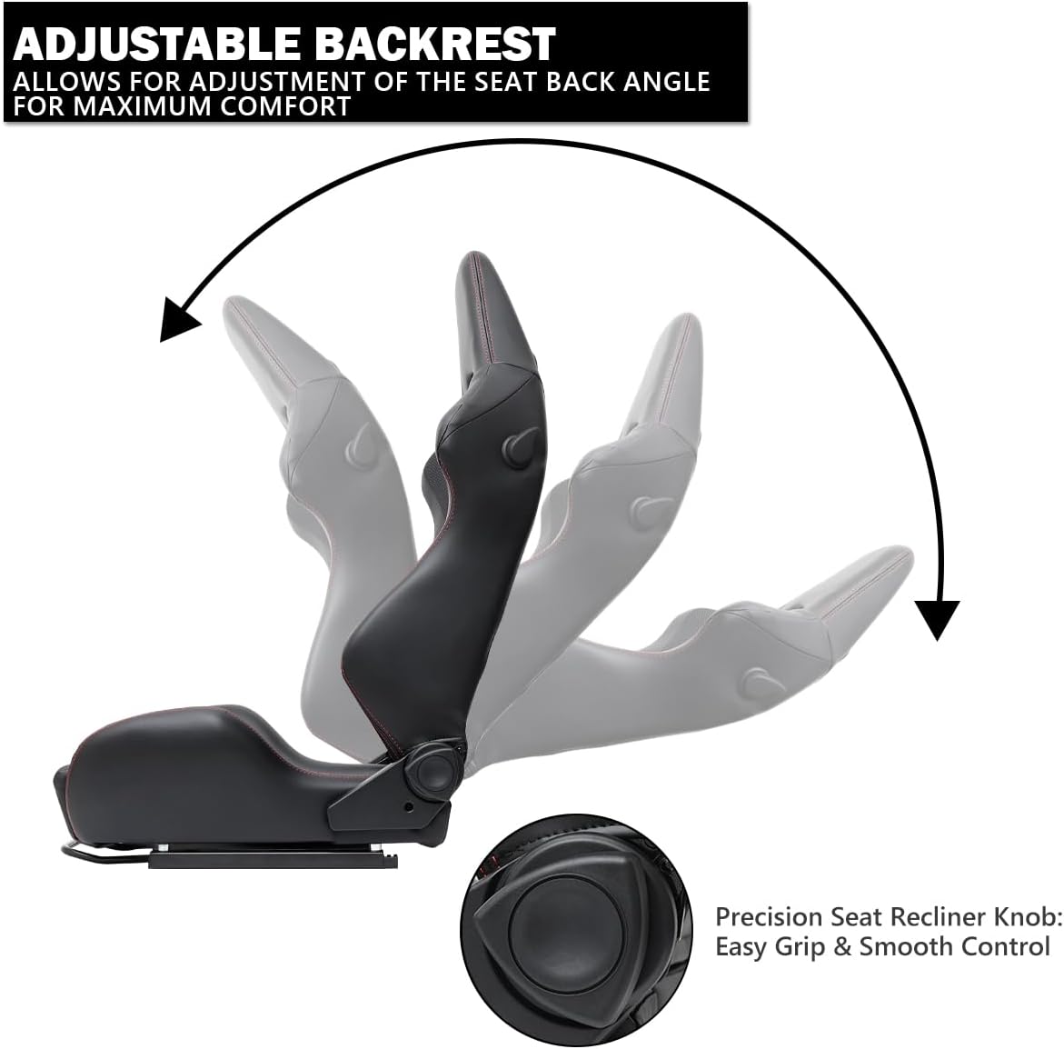 Spec-D Tuning Black Nappa Style PU Leather, Fully Reclinable Racing Seat w/Dual Sliders Compatible, 1 Seat