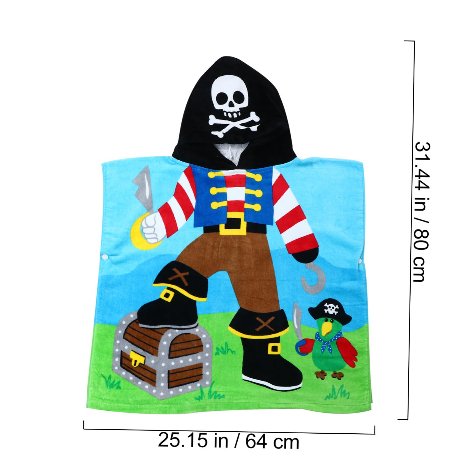 Kinderbadetuch mit Kapuze aus Baumwolle Piratenkapitän Cartoon Motiv
