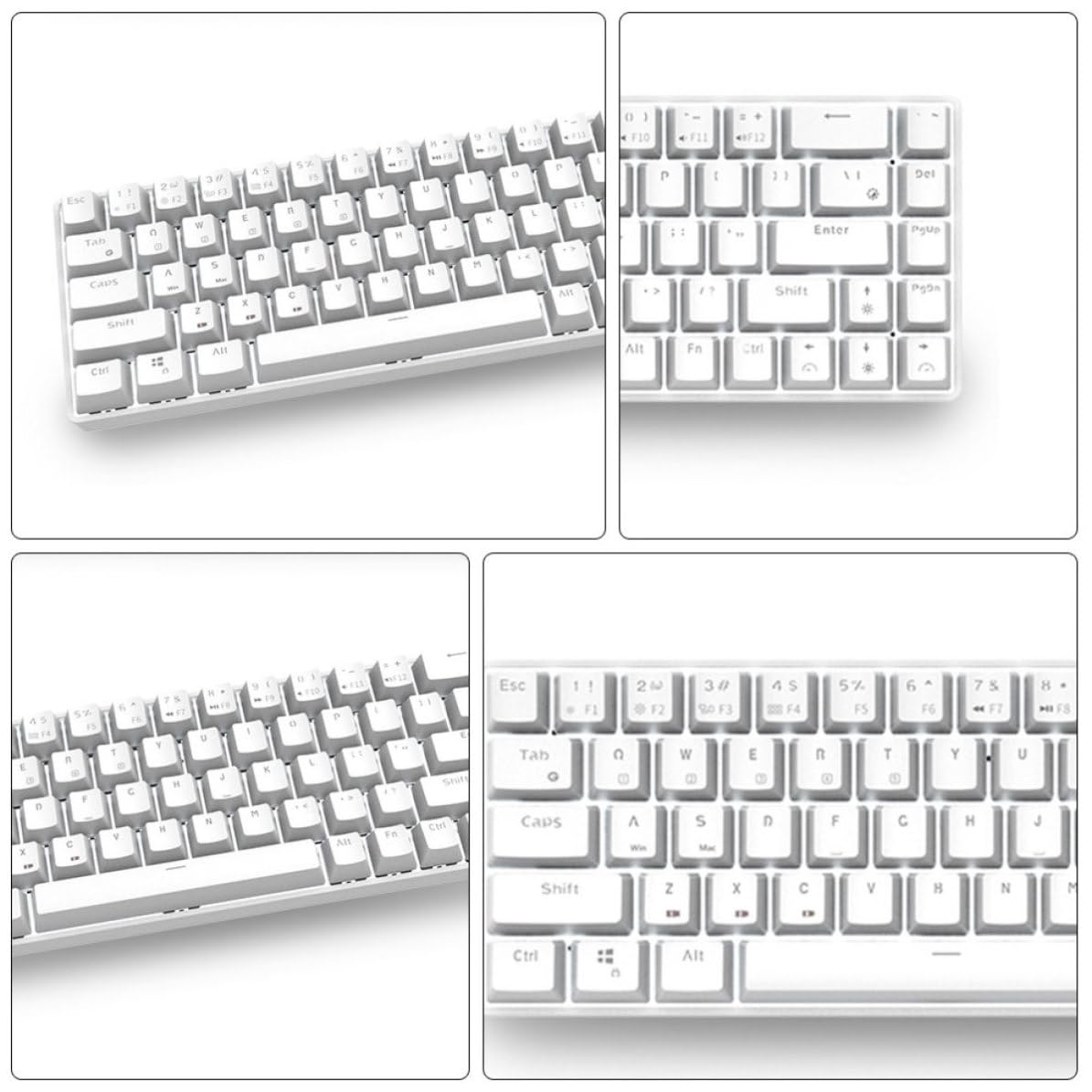 Mipcase Teclado Mecánico Inalámbrico de Modo Doble Portátil 68 Teclas Abs para Juegos y Oficina, Compatible y Ligero para Uso en Casa
