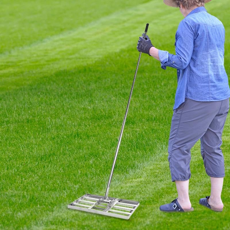 Rastrillo nivelador de césped, herramienta resistente para ahorrar mano de obra para patio, jardín y campo de golf, 75 cm